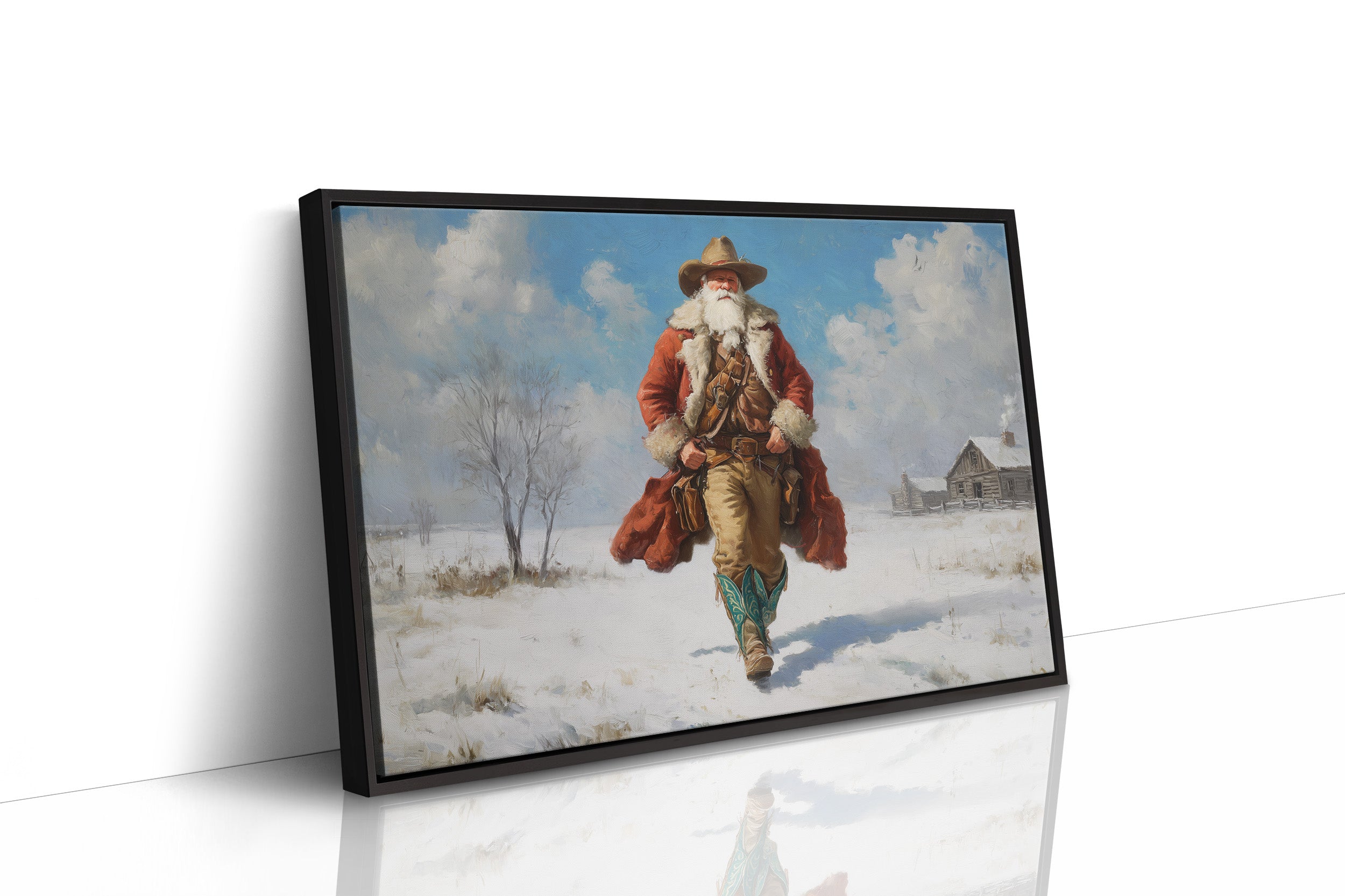 Frontier Santa Rides Through Winter Snow