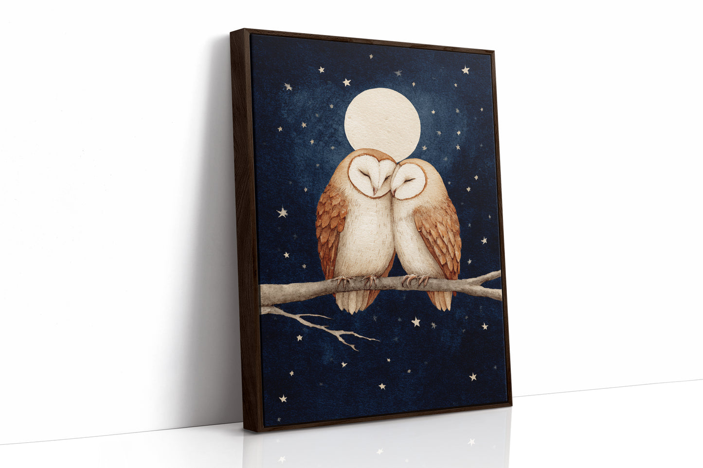 Loving Owls Under a Full Moon