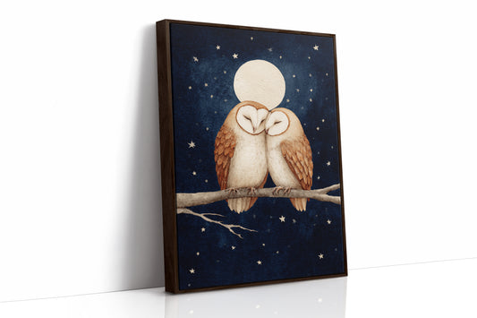 Loving Owls Under a Full Moon