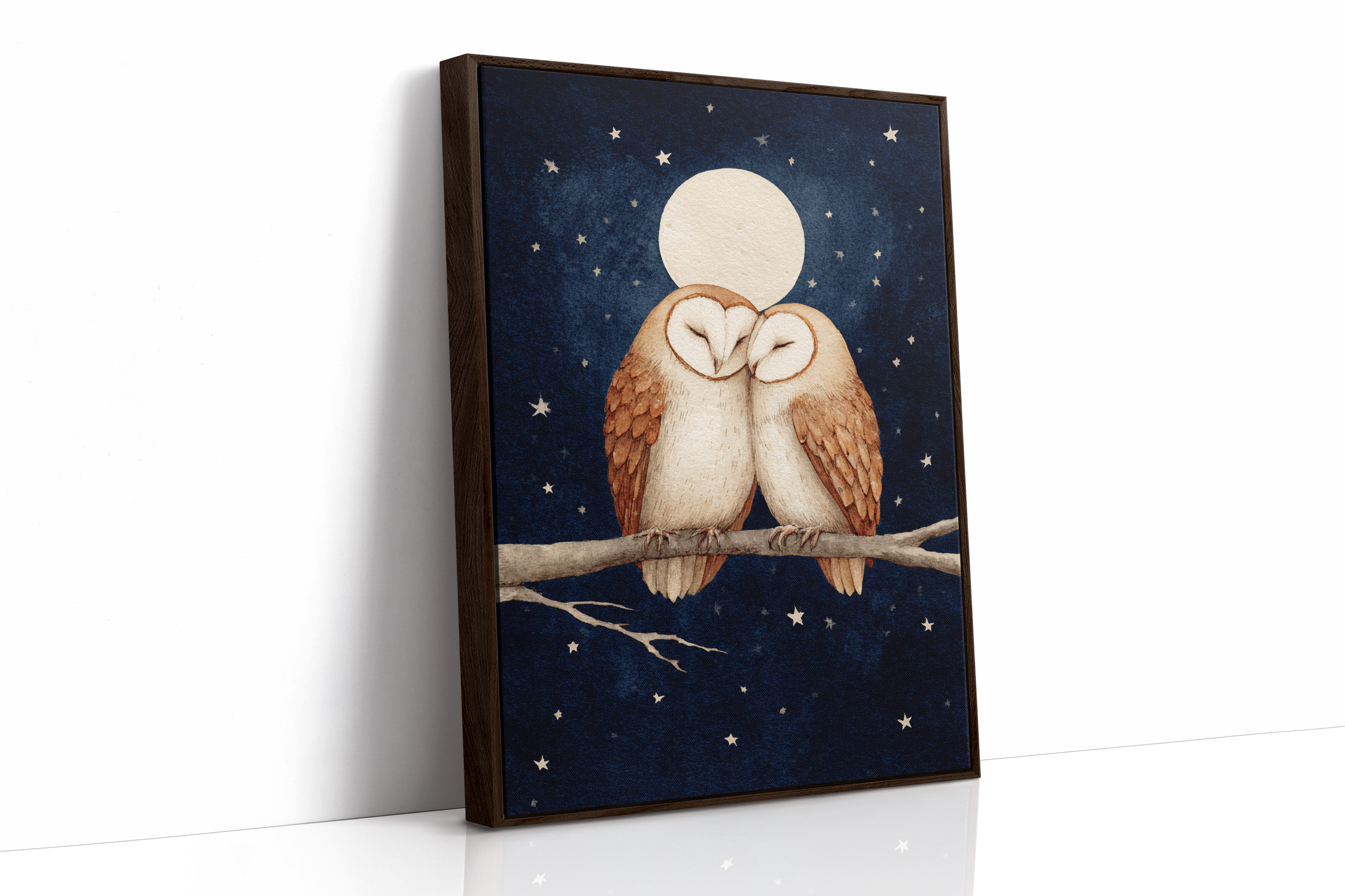 Loving Owls Under a Full Moon