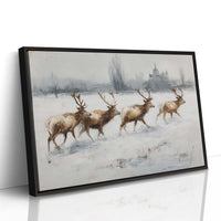 Winter Stags Cross Ancient Castle Grounds
