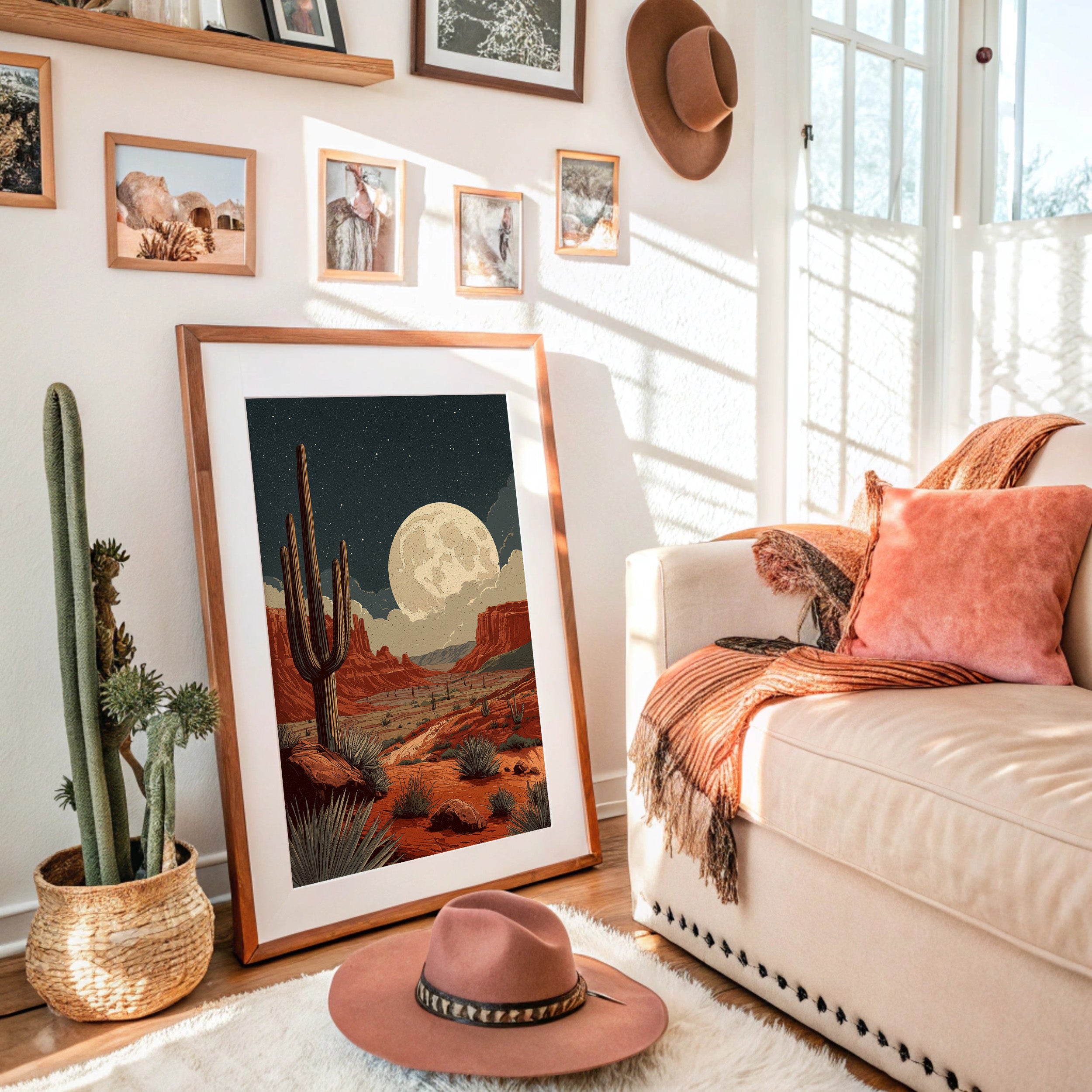 Saguaros Bow To Desert Moonlight