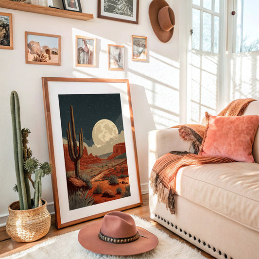 Saguaros Bow To Desert Moonlight