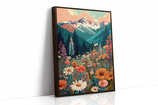 Floral Tapestry Beneath Mountain Peaks