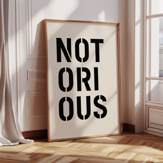 Notorious Bold Stencil Typography Print