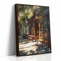 Sunlit Tables Awaiting Conversation