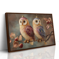 Glass Owls on a Winter Branch