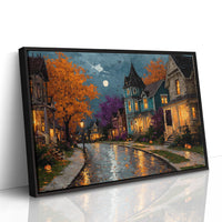 Autumn Glow on Cobblestone Lane