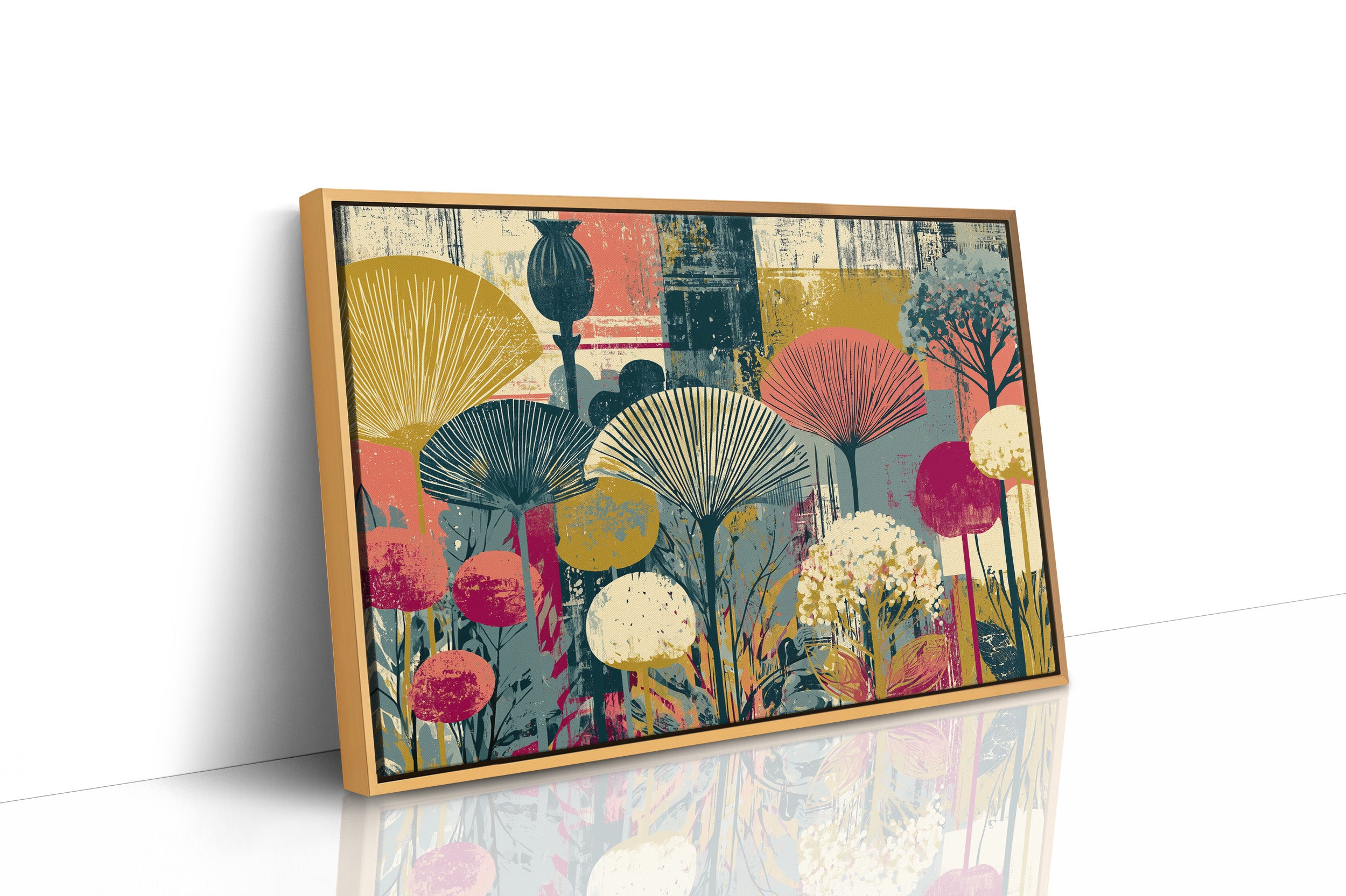 Fan Flowers, Retro Botanical Collage
