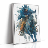Rider in Blue, Reins Held Tight