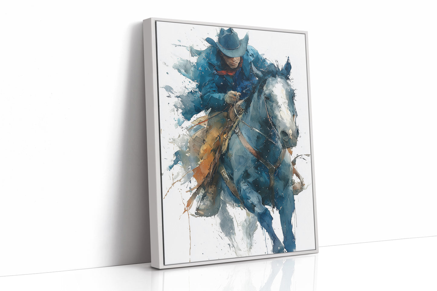 Rider in Blue, Reins Held Tight