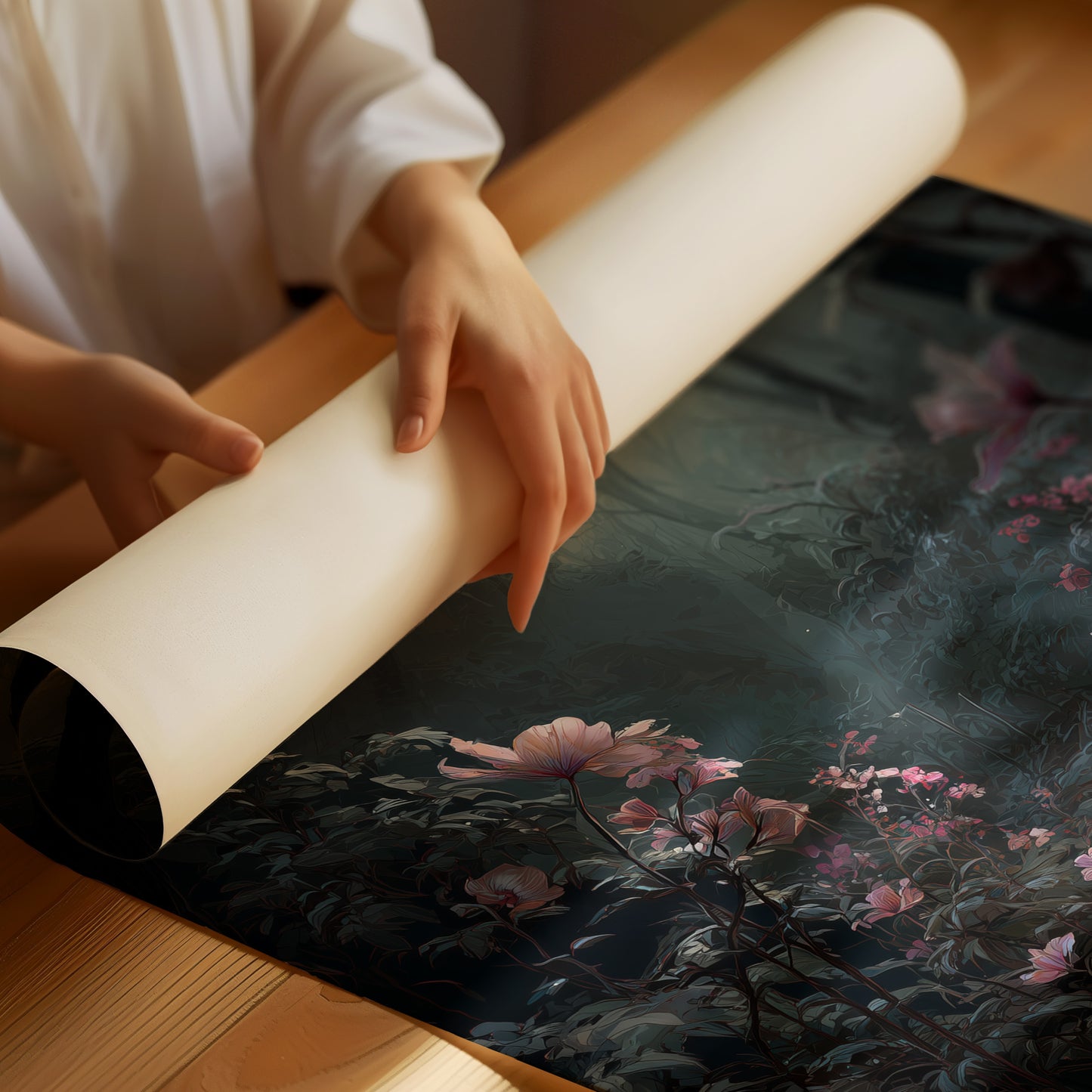 Pink Blossoms Defy Foggy Twilight