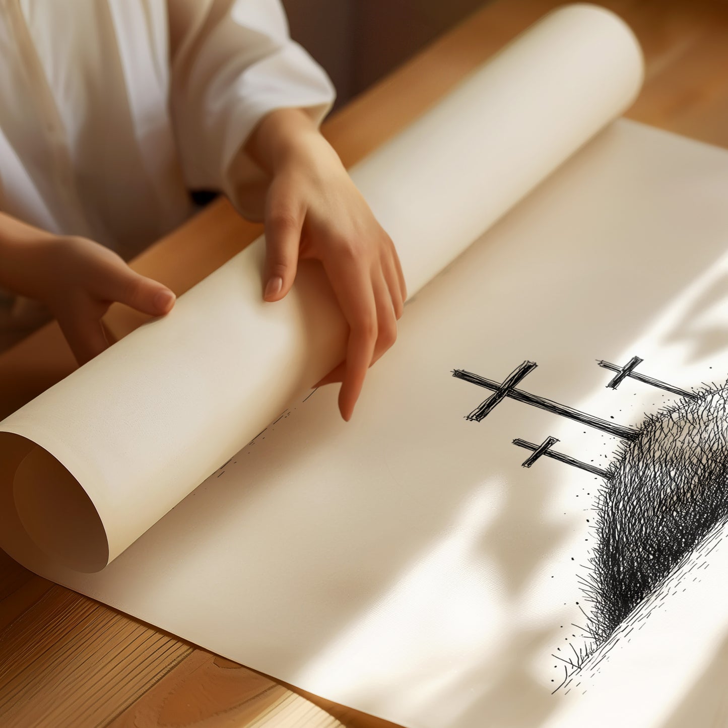 Nativity Told In Three Hills