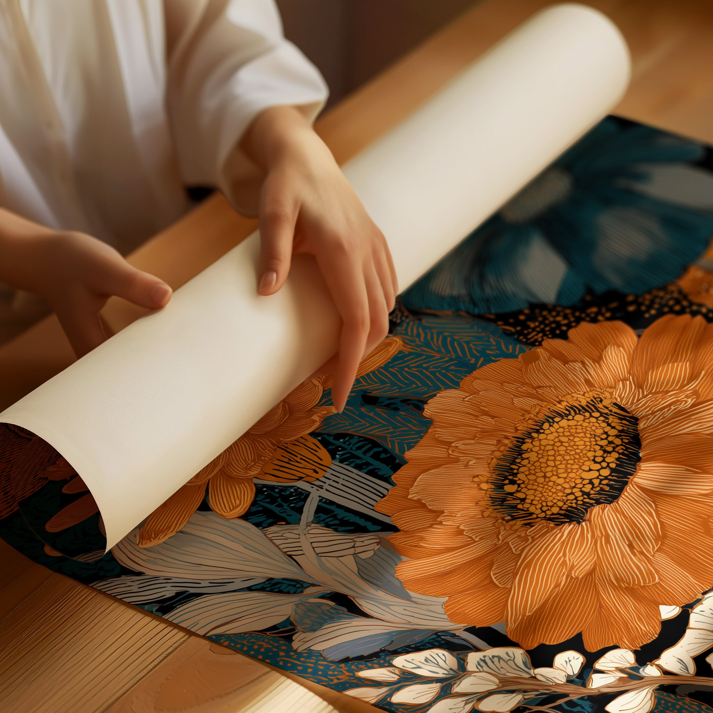 Golden Blooms Against Midnight Garden
