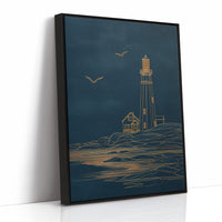 Golden Lighthouse On Midnight Seas