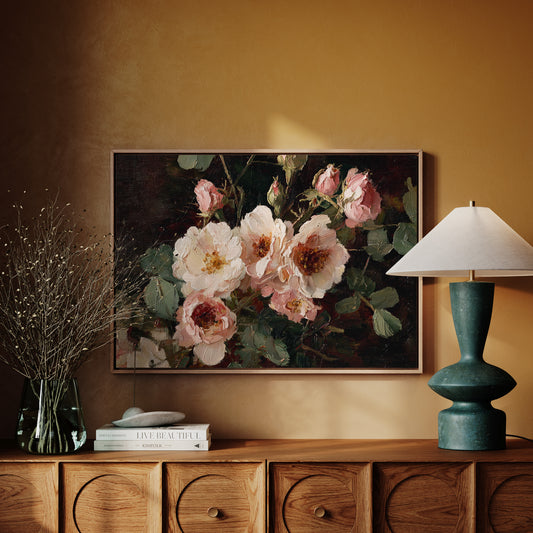 Blush Petals Dance In Lamplight