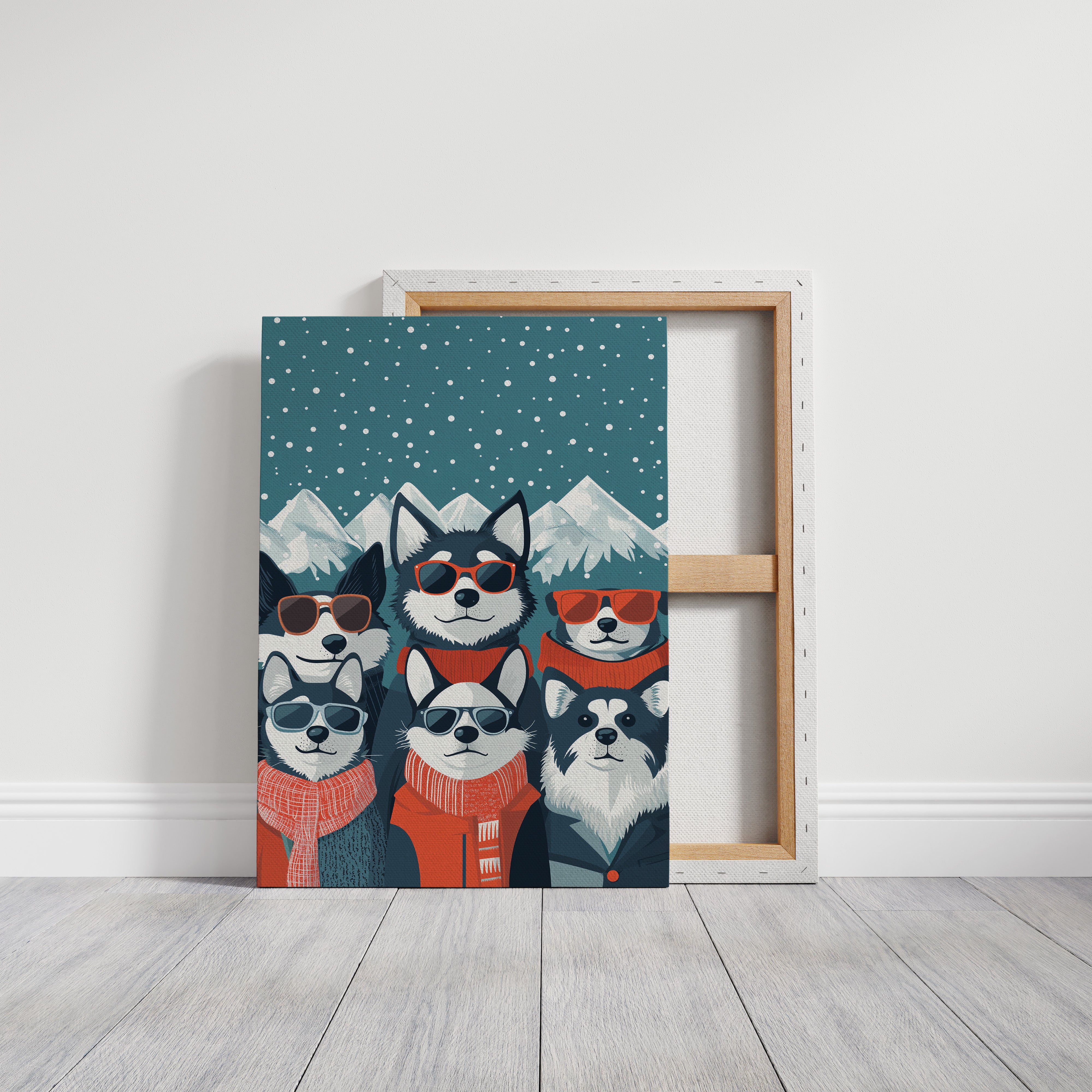 Cool Huskies Chase Winter Stars