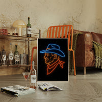 Neon Cowboy in the Starry Night