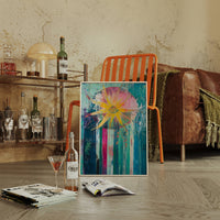Sunflower Bursts Through Turquoise Rain