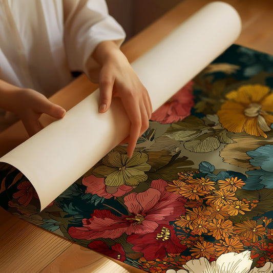 Golden Blooms Against Deep Teal