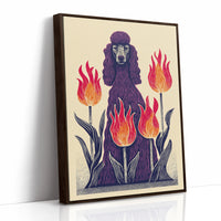 Poodle Amidst Fiery Blooms