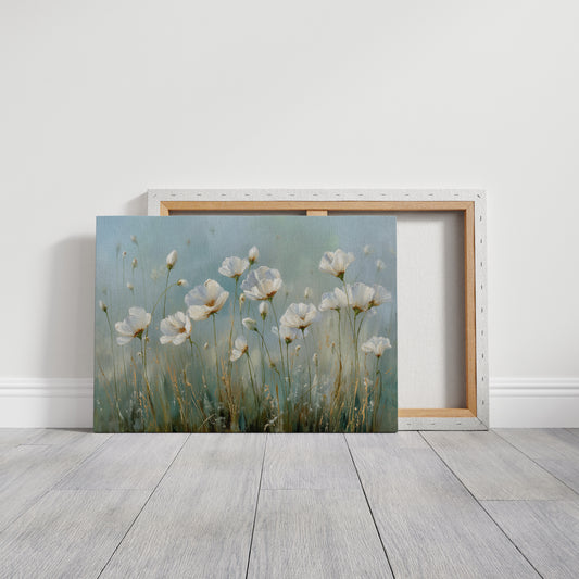 White Poppies Dance In Morning Mist