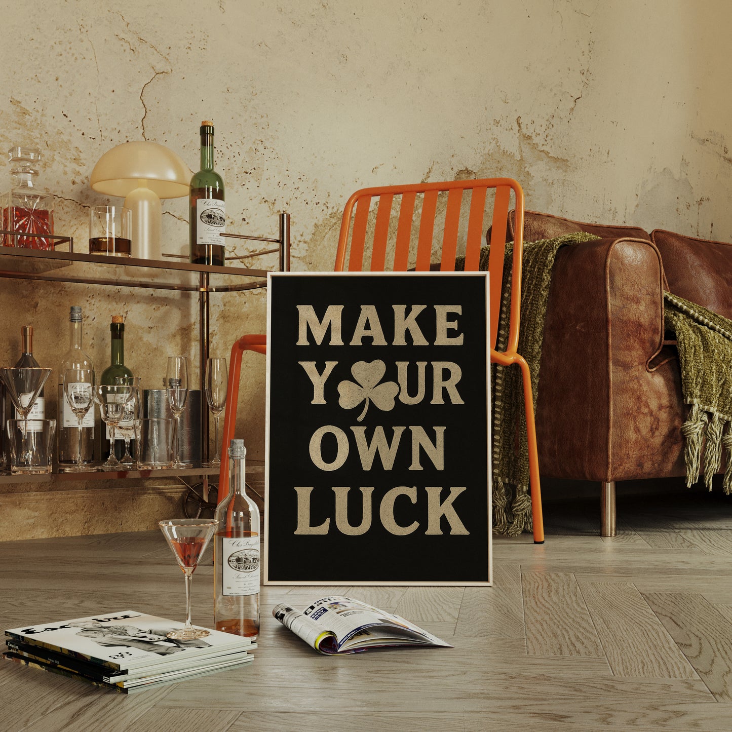 Make Your Own Luck Shamrock Poster Black