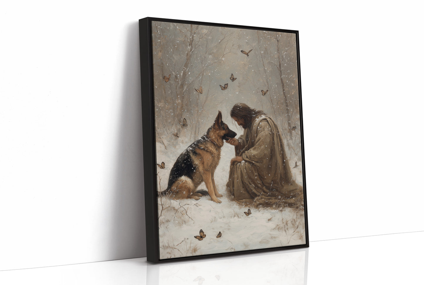 Winter's Bond Amid Dancing Butterflies