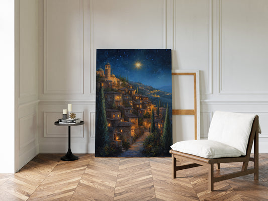 Starry Night Village Canvas Print - Enchanting Landscape Art - Gallery Canvas image 15
