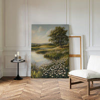 Tranquil Meadow Landscape Painting - Serene Nature Art - Gallery Canvas image 2