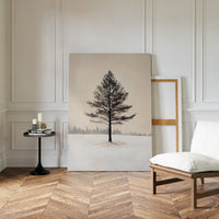 Solitary Pine Winter Canvas - Minimalist Nature Art - Gallery Canvas image 11