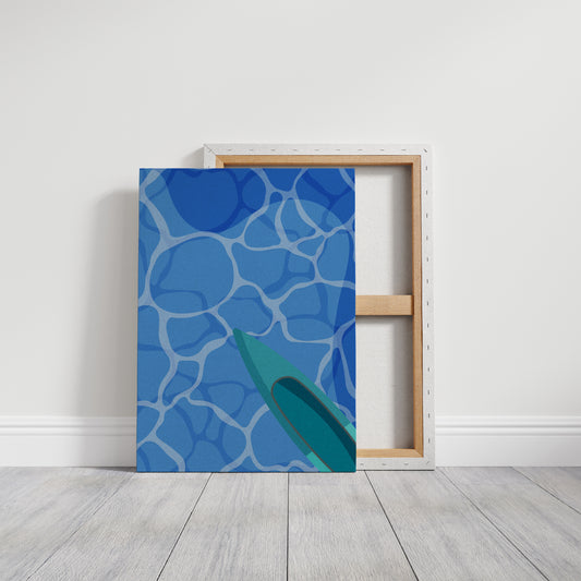 Surfboard Glides Through Crystal Waters