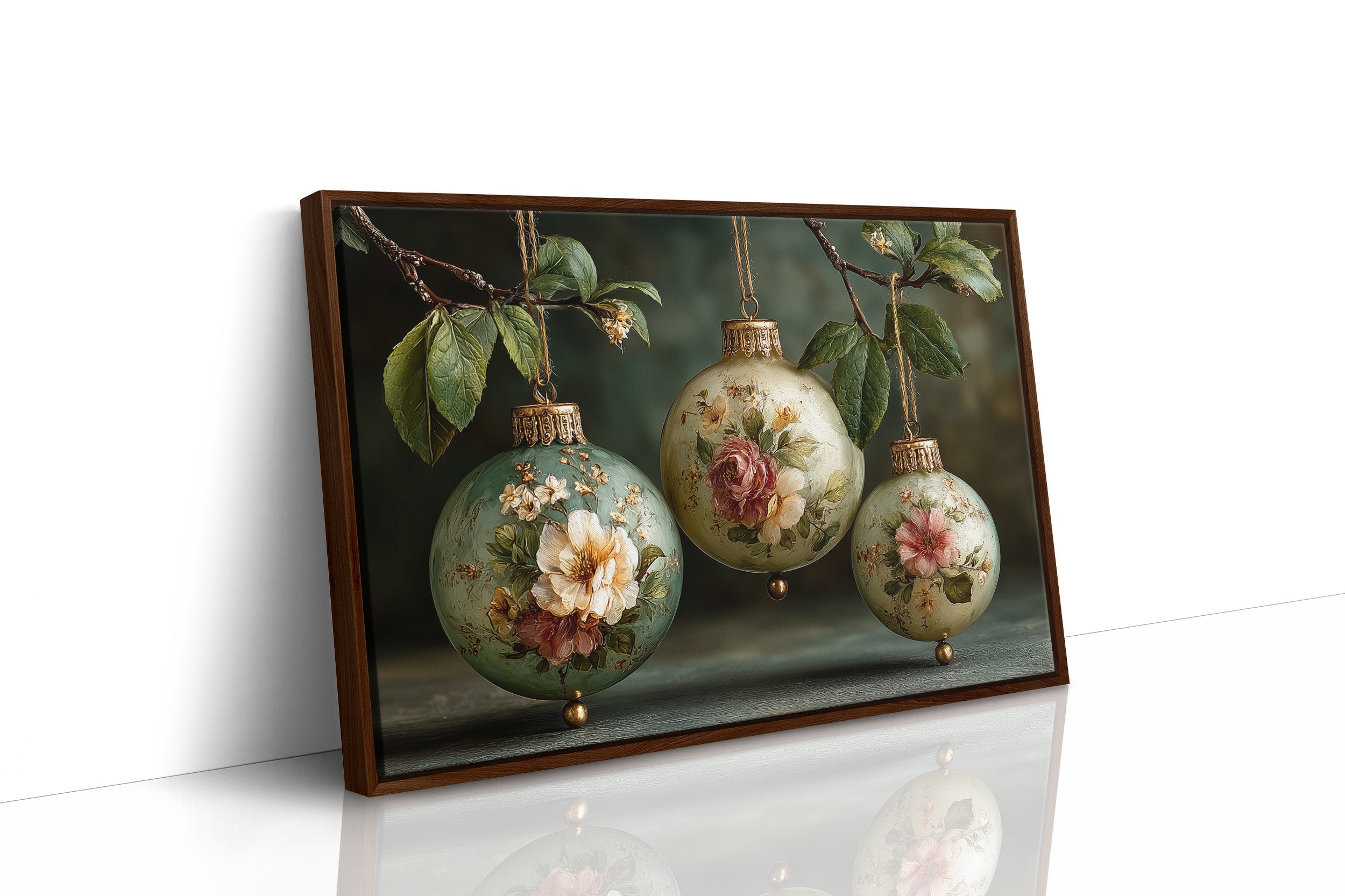 Sage Ornaments Painted With Roses