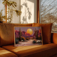 Saguaros Dance Under Golden Moonrise