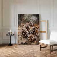 Winter Pinecone Forest Art Print - Rustic Nature Decor - Gallery Canvas image 4