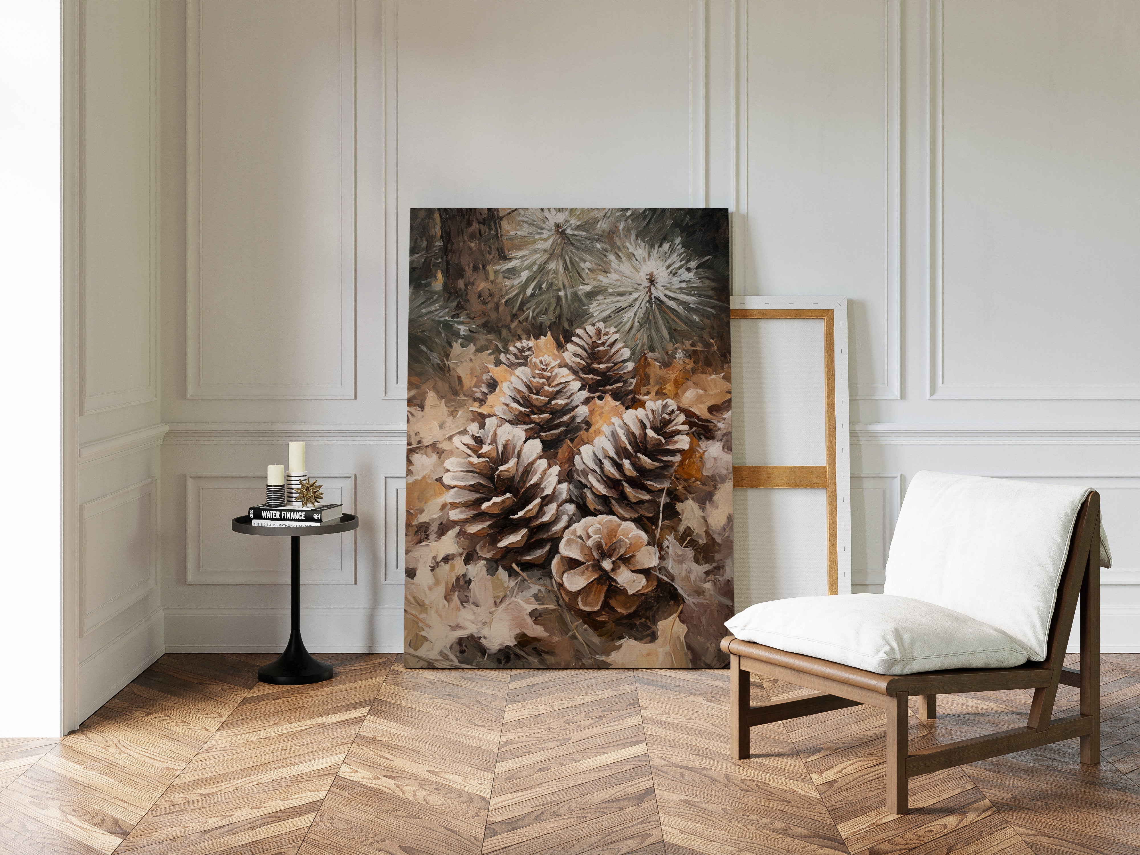 Winter Pinecone Forest Art Print - Rustic Nature Decor - Gallery Canvas image 4