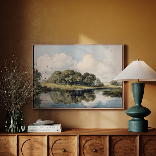 Summer Cattle Rest By Still Waters