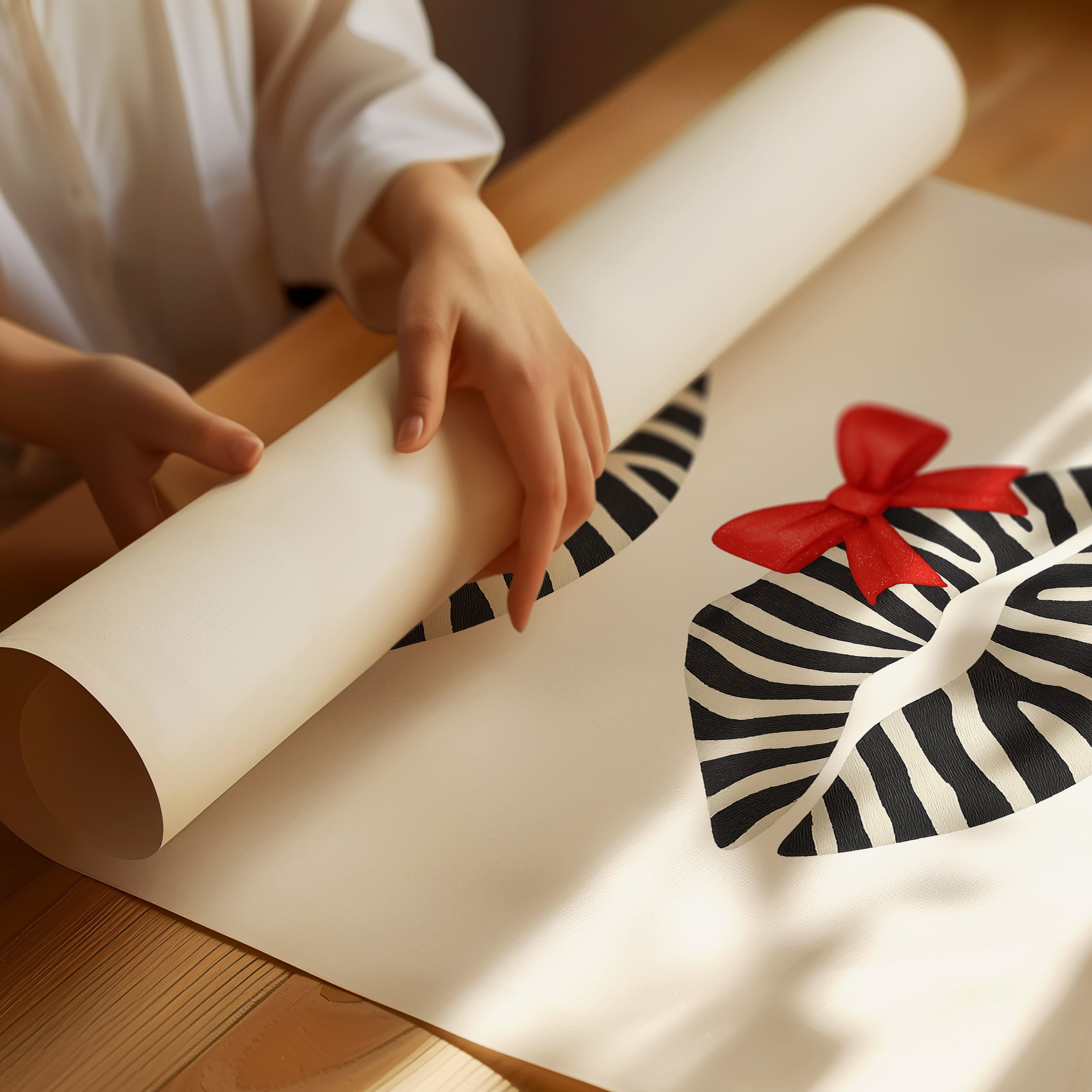 Zebra Kisses Adorned with Crimson Bows