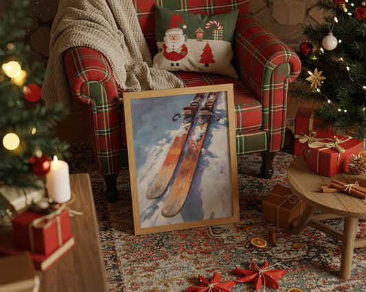 Vintage Skis Chase Winter Clouds