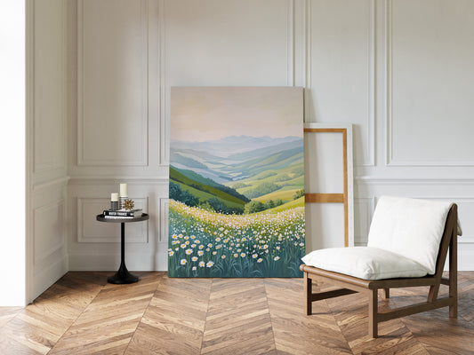 Tranquil Meadow Landscape Art Print - Pastel Scenic Decor - Gallery Canvas image 5