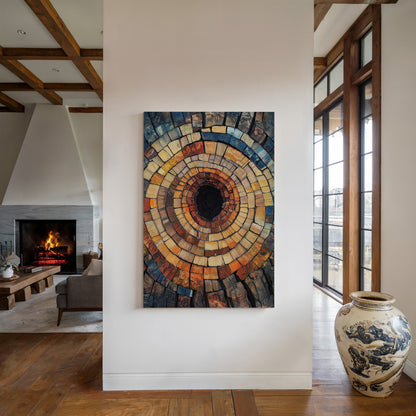 Petrified Wood Spiral – Rustic Earth-Toned Abstract Wall Art