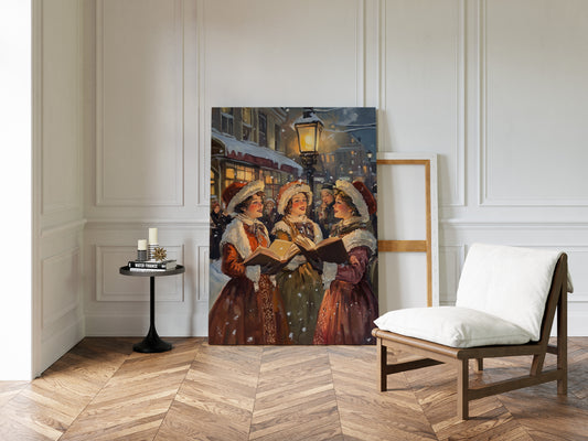 Vintage Carolers Christmas Print - Festive Holiday Art - Gallery Canvas image 2