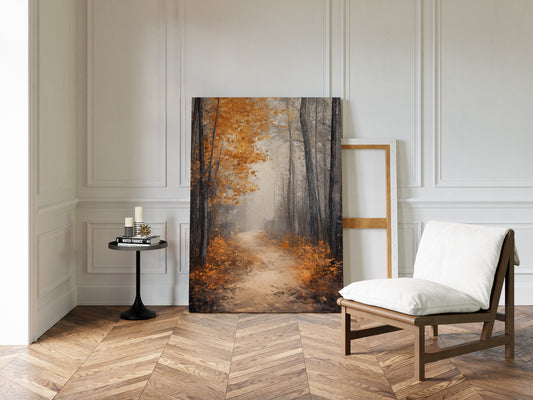 Golden Autumn Pathway Canvas Print - Tranquil Nature Art - Gallery Canvas image 6