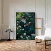 Victorian Lady Reading Portrait - Romantic Garden Art - Gallery Canvas image 8