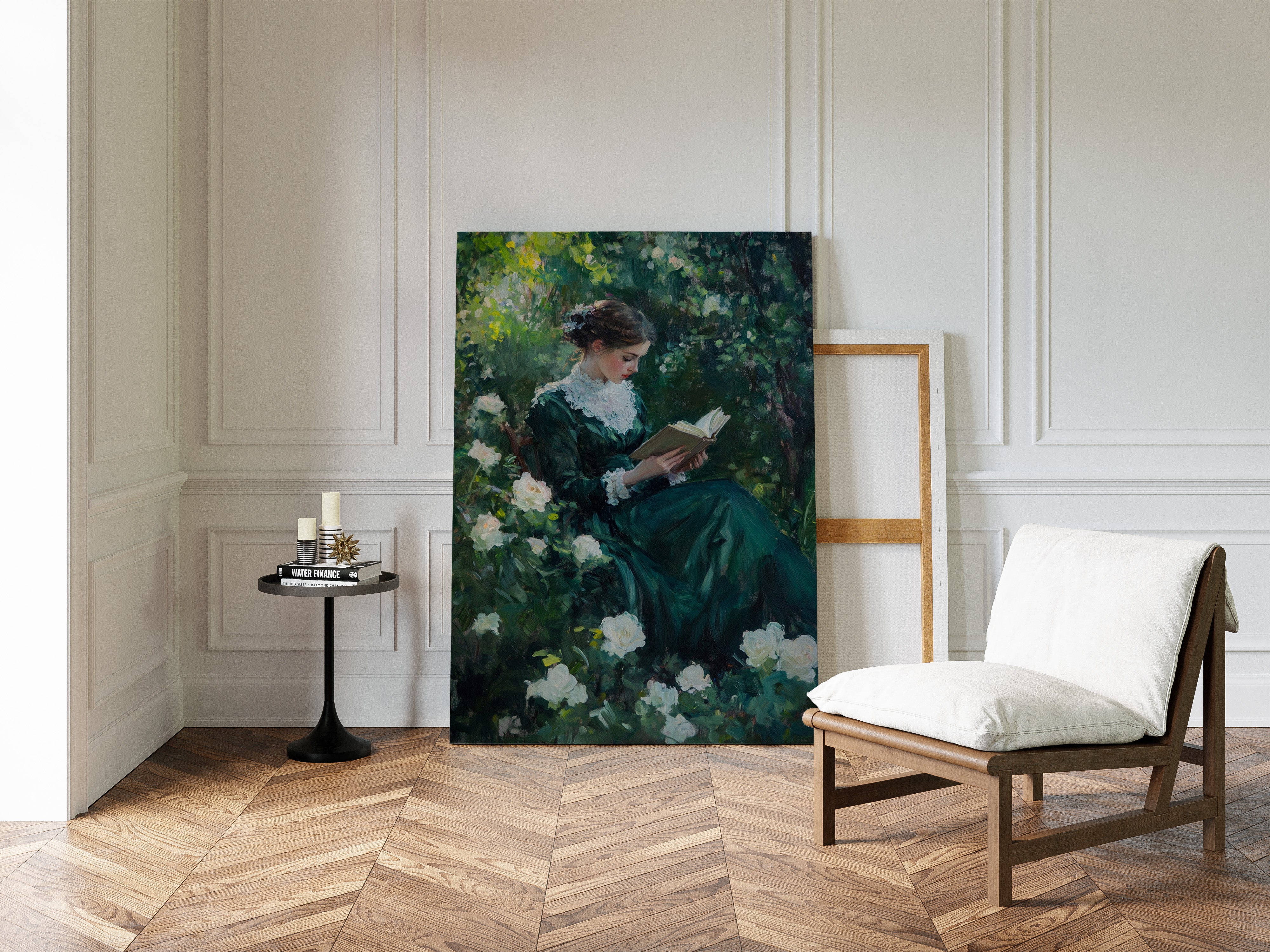 Victorian Lady Reading Portrait - Romantic Garden Art - Gallery Canvas image 8