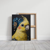 Royal Plumage: Cockatiel in Sapphire Turban