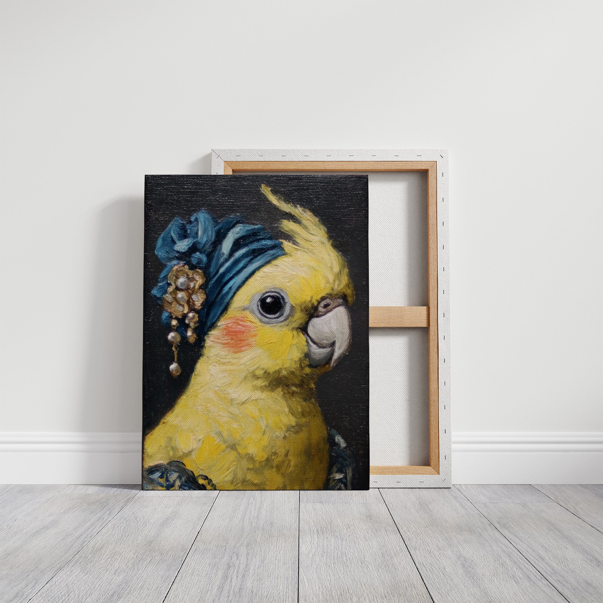 Royal Plumage: Cockatiel in Sapphire Turban