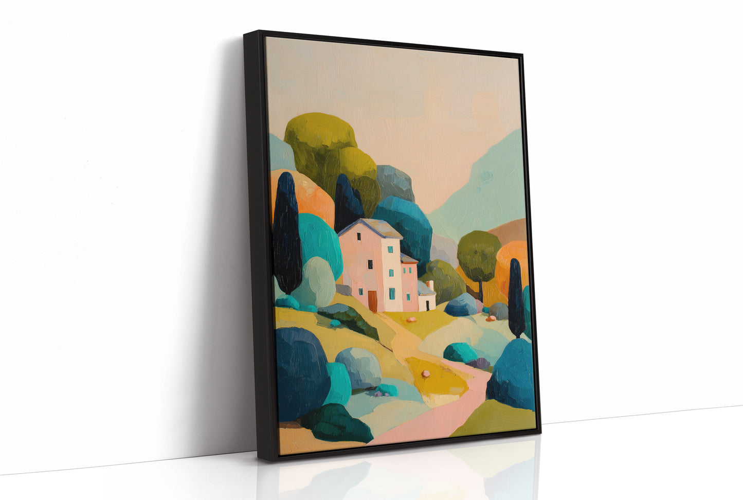 Pastel Haven Among Abstract Hills