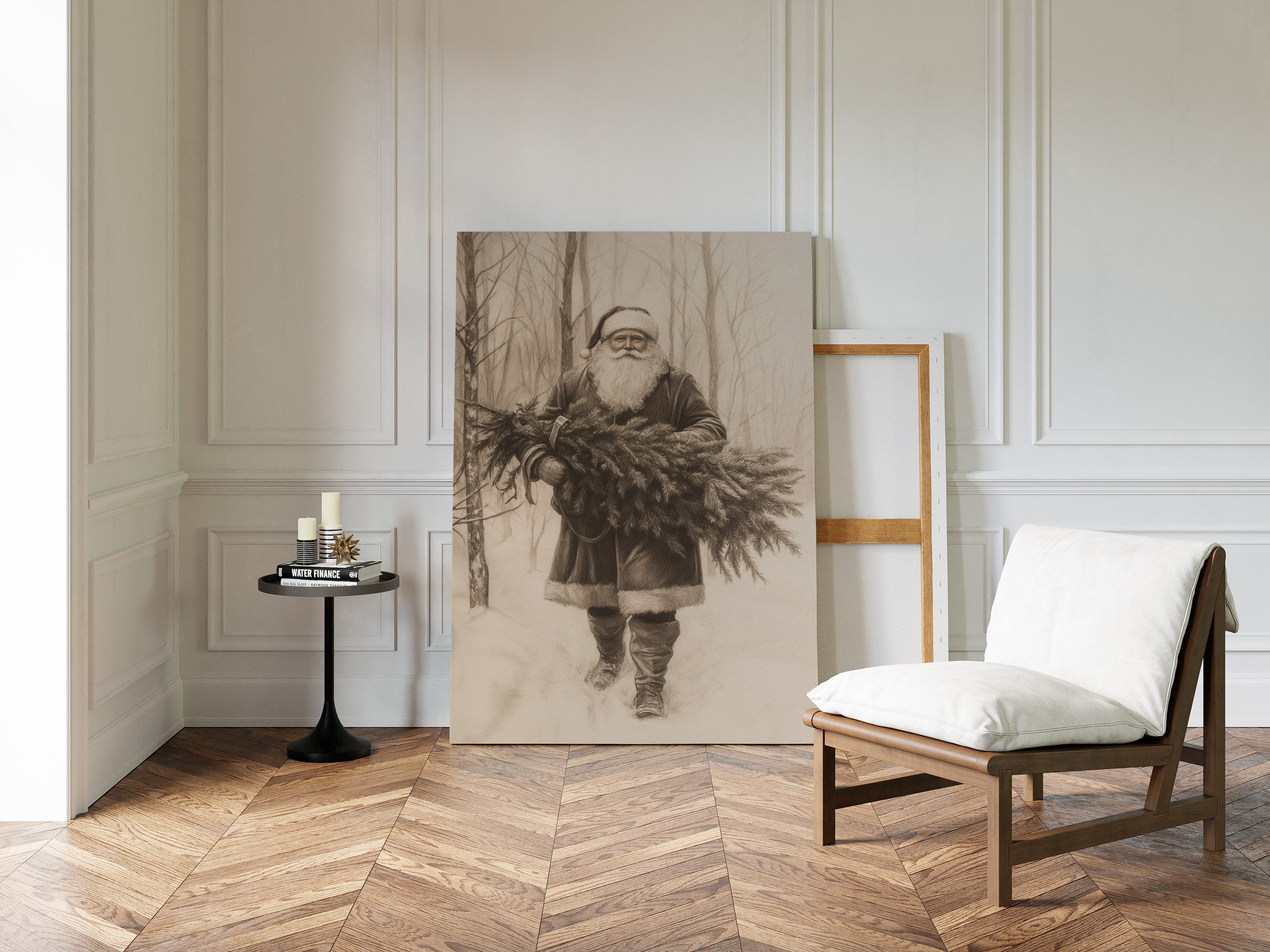 Vintage Santa Claus Drawing - Festive Holiday Art - Gallery Canvas image 14