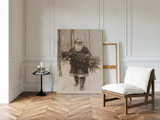 Vintage Santa Claus Drawing - Festive Holiday Art - Gallery Canvas image 14